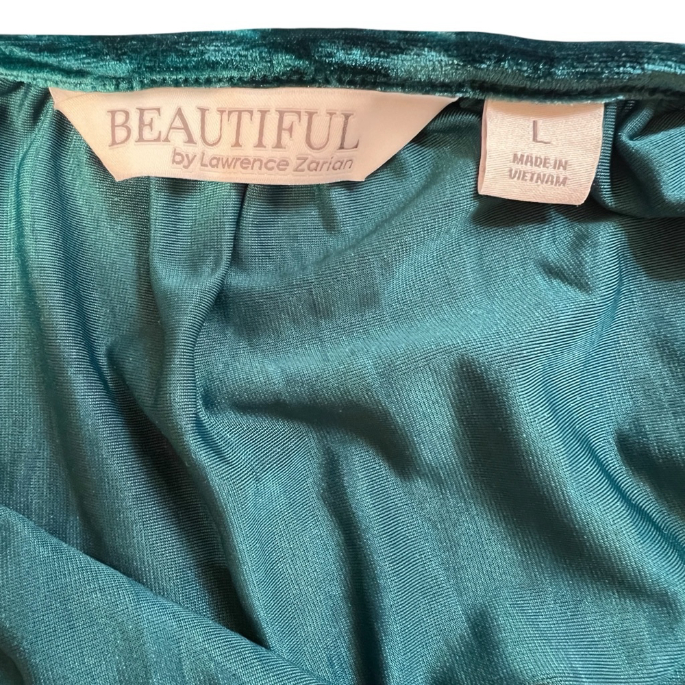 Beautiful Lawrence Zarian Teal Crushed Velvet Blouse Top Women’s Large - Picture 2 of 15